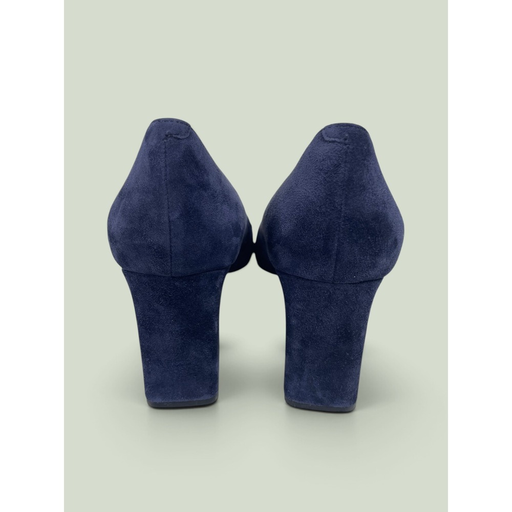 Marc Fisher Zala Navy Block Heel Pointy Toe Pump Suede 7.5M Minimalist Versatile - Picture 4 of 7